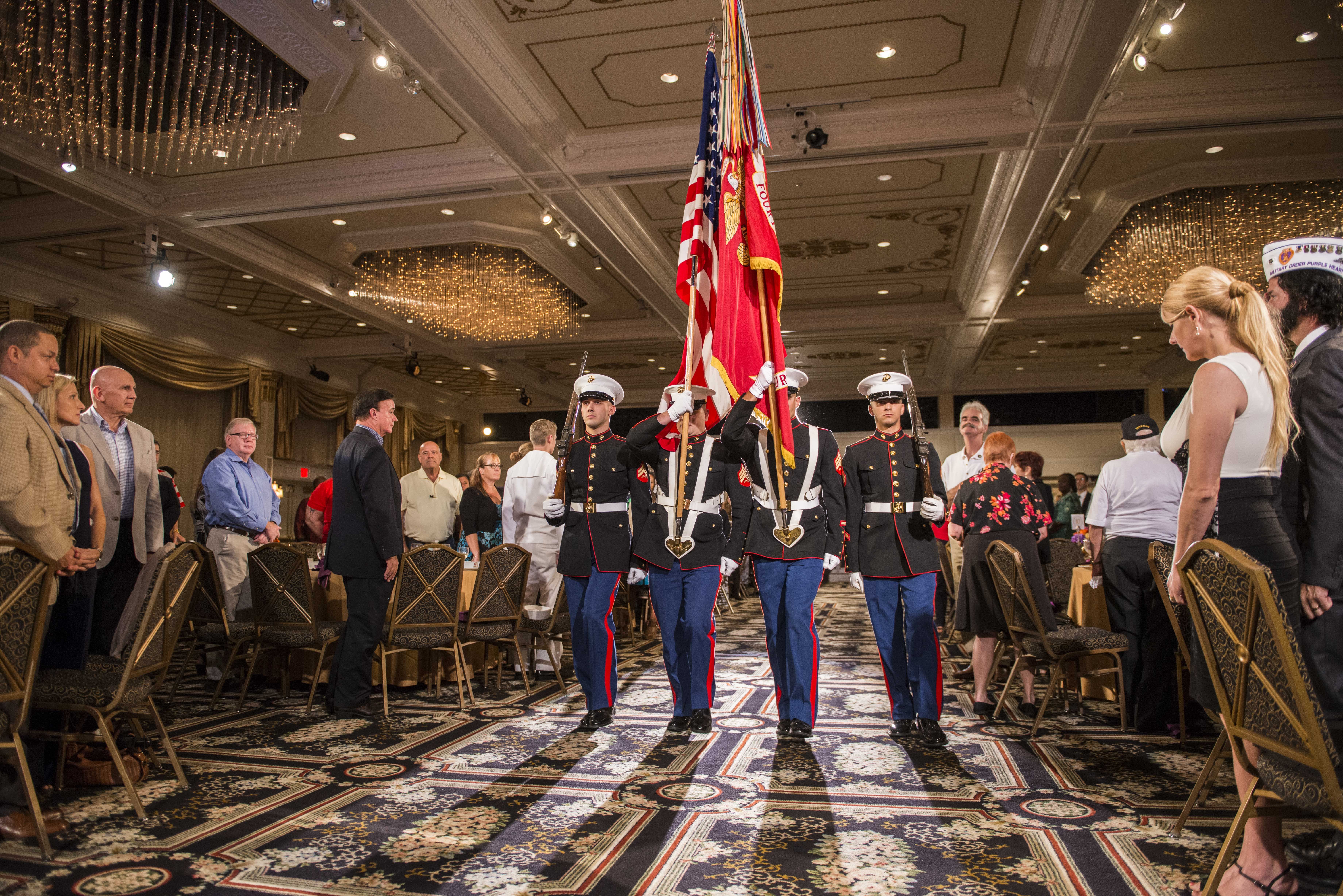 Marine Color Guard presents the colors at the Church of Scientology’s Fort Harrison Auditorium in honor of Purple Heart Day